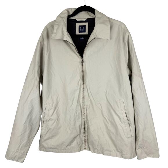 Men's GAP Vintage-Style Golf Dad Harrington Jacket '80s Bomber Stone/Khaki - XL - Picture 1 of 11